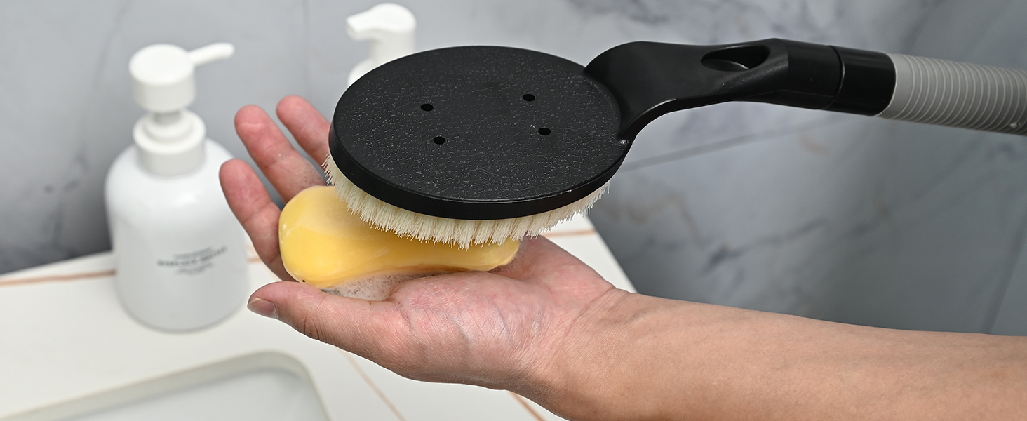 Щітка для спини з довгою ручкою для душу, 55,1 см, чорна. Ідеально для людей похилого віку та з обмеженою рухливістю рук. Для скрабу та здорової шкіри.