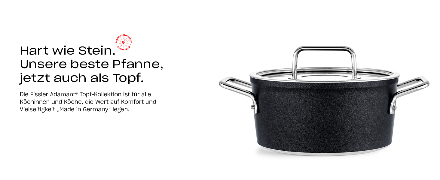 Каструля Fissler Adamant/Aluminium (24 см, 4.9 л) з кришкою з термостійкого скла, антипригарне покриття, для індукційних плит