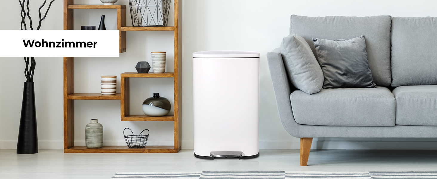 Відро для сміття LIFERUN 30л з кришкою, з м'яким закриттям, сталеве, з внутрішнім відром, для кухні, ванної кімнати, офісу