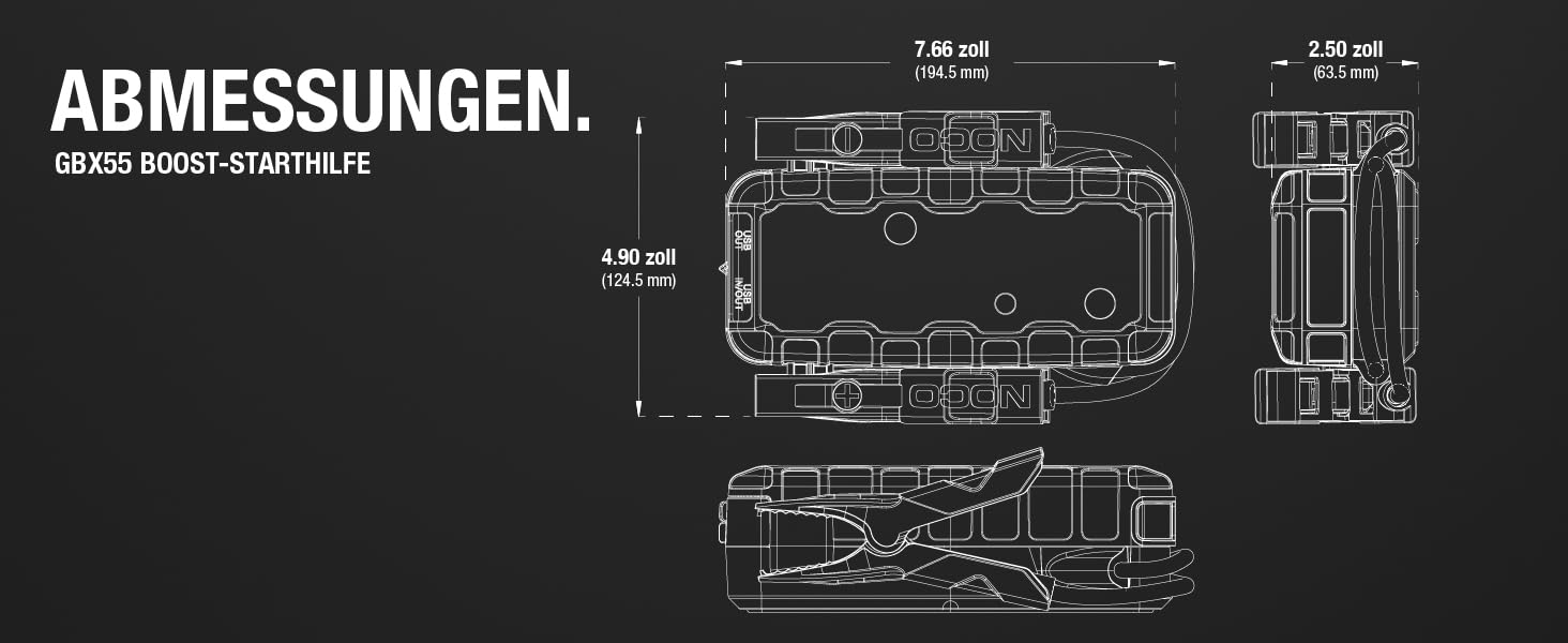 NOCO Boost X GBX55: Портативний пусковий пристрій Powerbank 1750A для автомобілів (бензин до 7.5L, дизель до 5.0L)