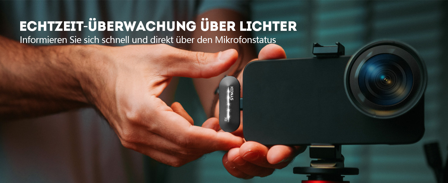 Бездротовий петличний мікрофон SYNCO P2ST для iPhone 15/16/17 та Android, USB-C з зарядним кейсом, Plug and Play, Hi-Fi якість, 2 мікрофони