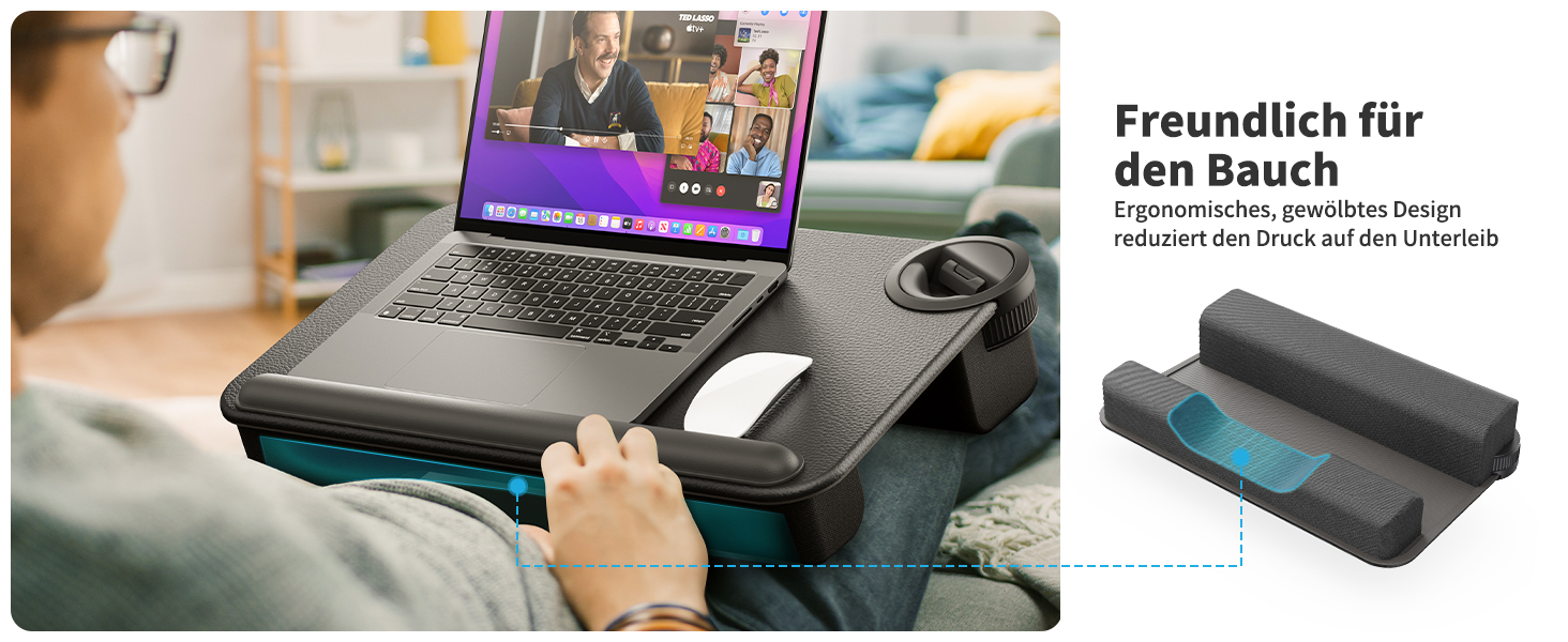 Підставка для ноутбука SAIJI з підставкою для телефону та ящиком, для роботи в ліжку/на дивані, до 17