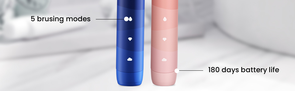 Oclean Find Duo Set: електрична зубна щітка 2 шт. з 5 режимами, акумулятор до 180 днів, водонепроникна (IPX7), рожевий & блакитний