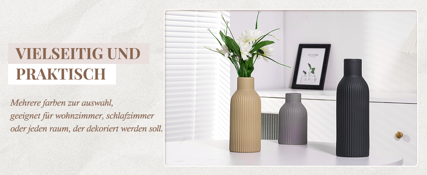 Керамічні вази 3 шт., Сучасний мінімалізм, декор для дому, вази для пампасних трав, вітальня (Хакі/Чорний/Сірий)