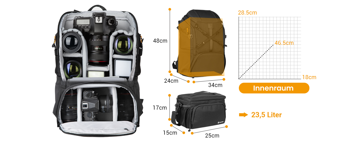 Рюкзак для камери Tarion HX-XL, 2-в-1, чорний, водонепроникний, з відділенням для ноутбука 15.6 дюймів