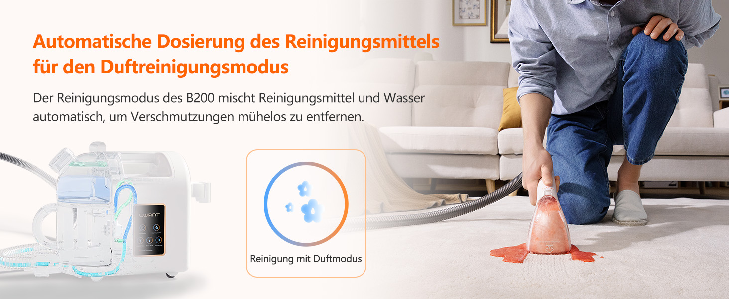 UWANT Теперішній пилосос для килимів, для диванів, килимів, м'яких меблів, мокрий/сухий пилосос з сильною потужністю всмоктування 12000Pa, 70dB (B200-білий-з щіткою для прасування)