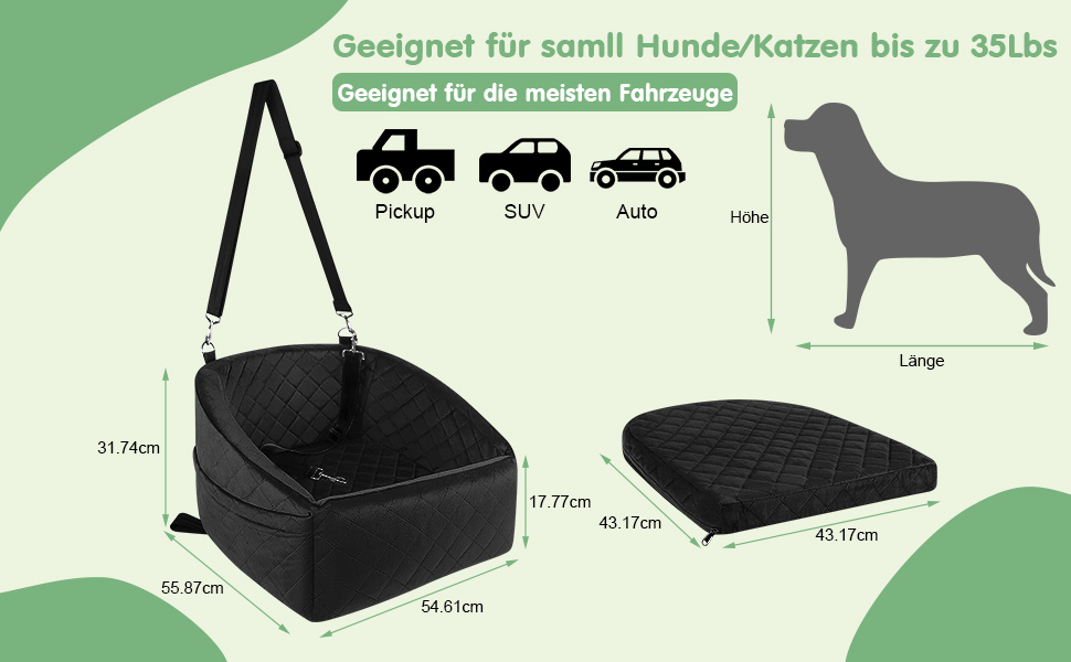 Автомобільний лежак для собак на заднє сидіння, 50x52x28 см, чорний. Лежак для собак у машину з кріпленнями, водовідштовхувальний, для маленьких та середніх собак