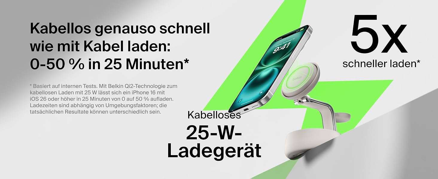 Беспроводное зарядное устройство Belkin UltraCharge Pro Qi2 3-в-1, 25W, MagSafe сумісне для iPhone, Apple Watch, AirPods, адаптер 45W, пісочний колір