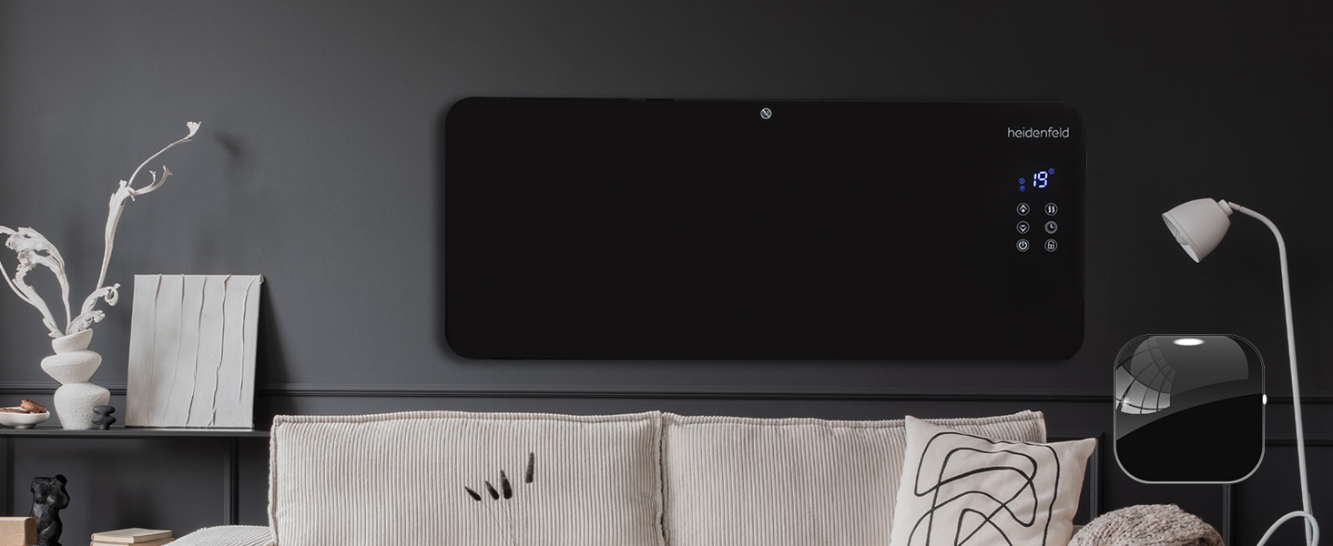 Конвектор опалення Heidenfeld GK200: скляний нагрівач 2000 Вт, гарантія 3 роки, до 40 м²