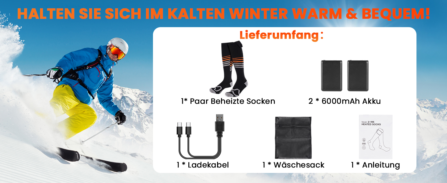 Електричні гріючі шкарпетки SOPPY, унісекс, 6000mAh, для катання на лижах, піших прогулянок, активного відпочинку, чорні