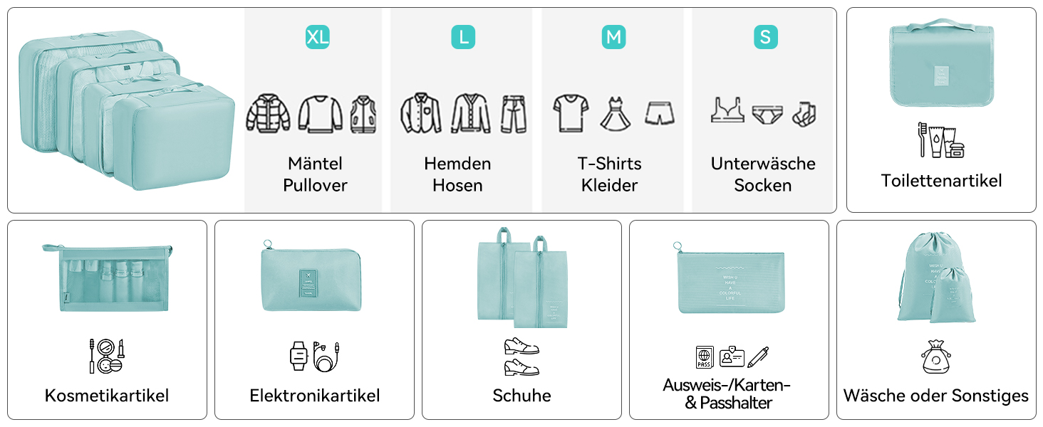 Органайзер для валізи Chijoo (12 шт, чорний) – Набір кубиків для пакування, аксесуари для подорожей