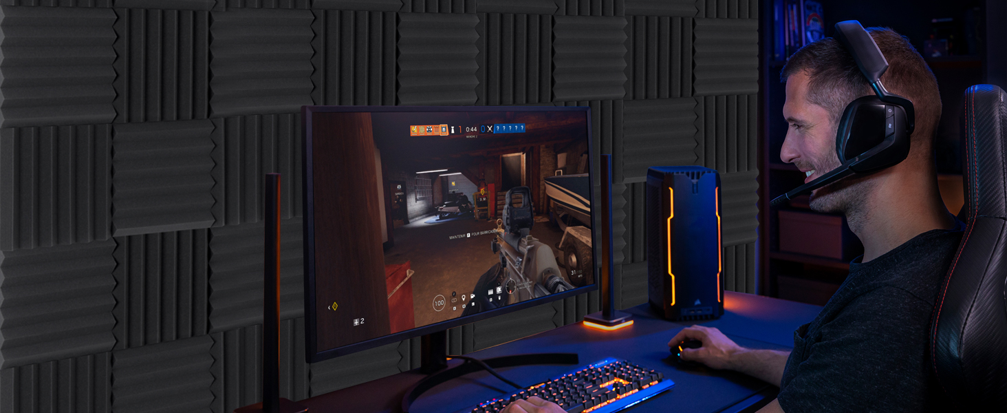 Акустичний поролон для звукоізоляції, панелі шумопоглинаючі 5х30х30 см, висока щільність, набір 50 шт