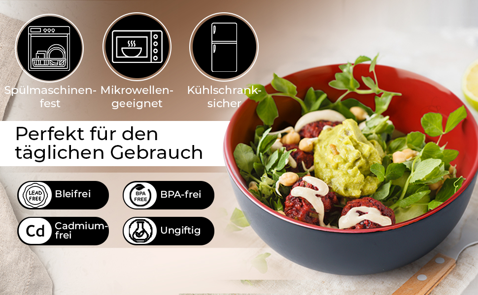 MIAMIO Le Papillon - Набір мисок для сніданку з кераміки (6 шт) 500 мл - Миючі в посудомийній машині та придатні для мікрохвильової печі