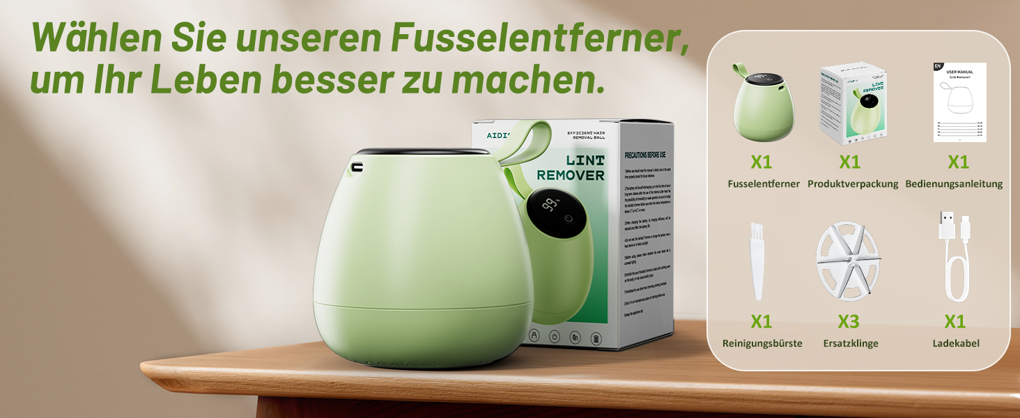 Електричний видальник пуху з 2 змінними лезами, 3 режими, LCD-дисплей, USB-зарядка для різних тканин