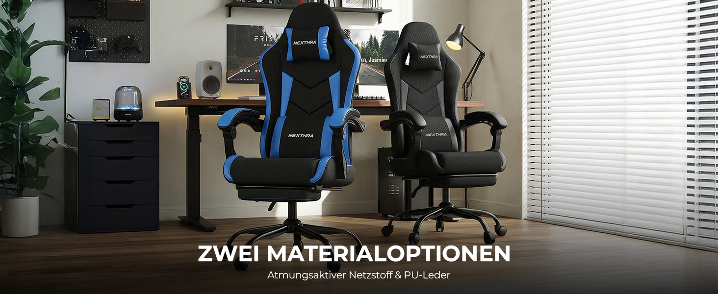 Геймерське крісло Nexthra Ergonomisch з підставкою для ніг, до 180 кг, чорне. Офісне крісло для геймінгу та роботи, регульована спинка 150°