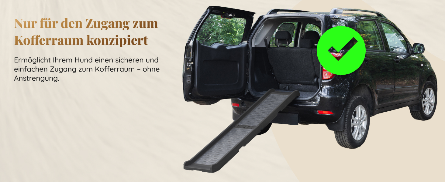 Рампа для собак у машину, складана – 174 см, 38 см – чорна, з протиковзким покриттям, для великих собак, до 85 кг – підходить для авто та SUV