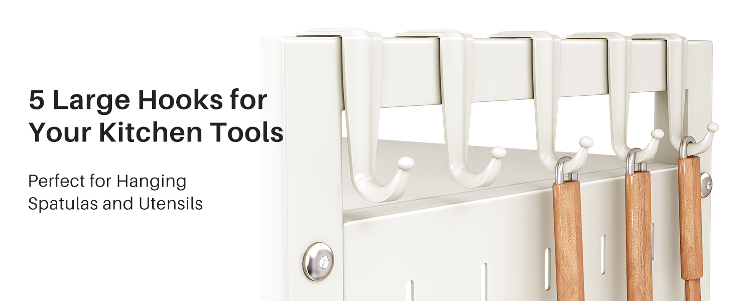 Поличка для мікрохвильової печі SAYZH, 2-рівнева розширювана, з 10 гачками, для кухні, чорна (біла)