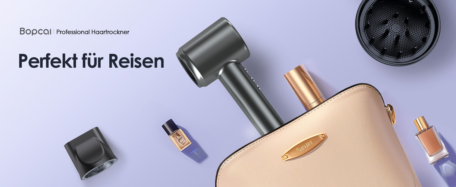 Іонізатор волосся Bopcal, 160000 об/хв, 500 млн іонів, з насадкою-дифузором, професійний фен для дому, салону, подорожей, 12 режимів, чорний