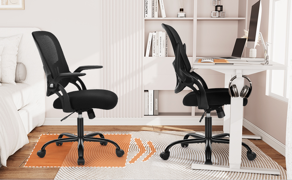 Ергономічне крісло для офісу Sweetcrispy з підйомними підлокітниками, регульованою висотою та функцією гойдання до 120° - чорний (18.5'D x 20.08'W x 41.3'H)