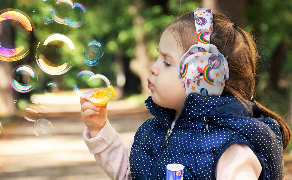 Навушники для захисту вух Kinder - регульовані навушники для дітей, шумоізоляція, SNR 28dB, дизайн єдинорога з рожевою стрічкою