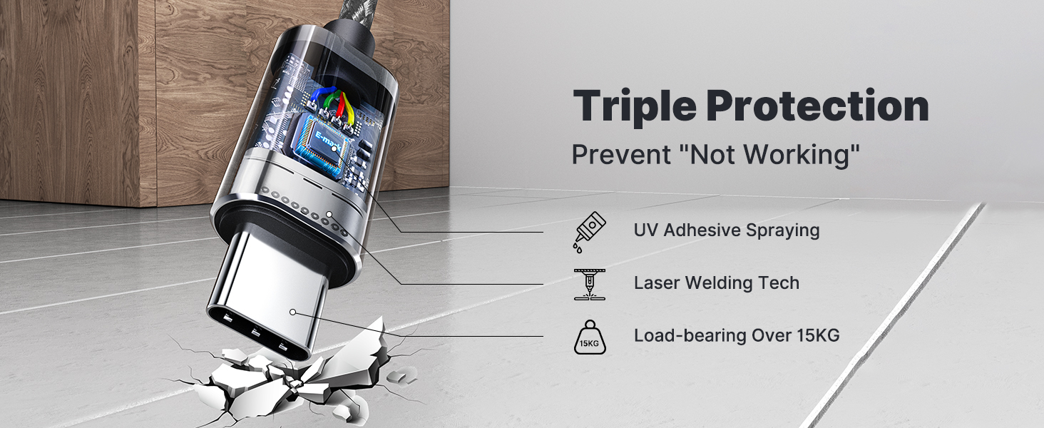 Кабель USB-C на USB-C 2 шт. 100W, 2м, сірий. Підтримка PD, швидка зарядка, нейлон. Сумісний з iPhone, Samsung, iPad, MacBook, Pixel, Switch