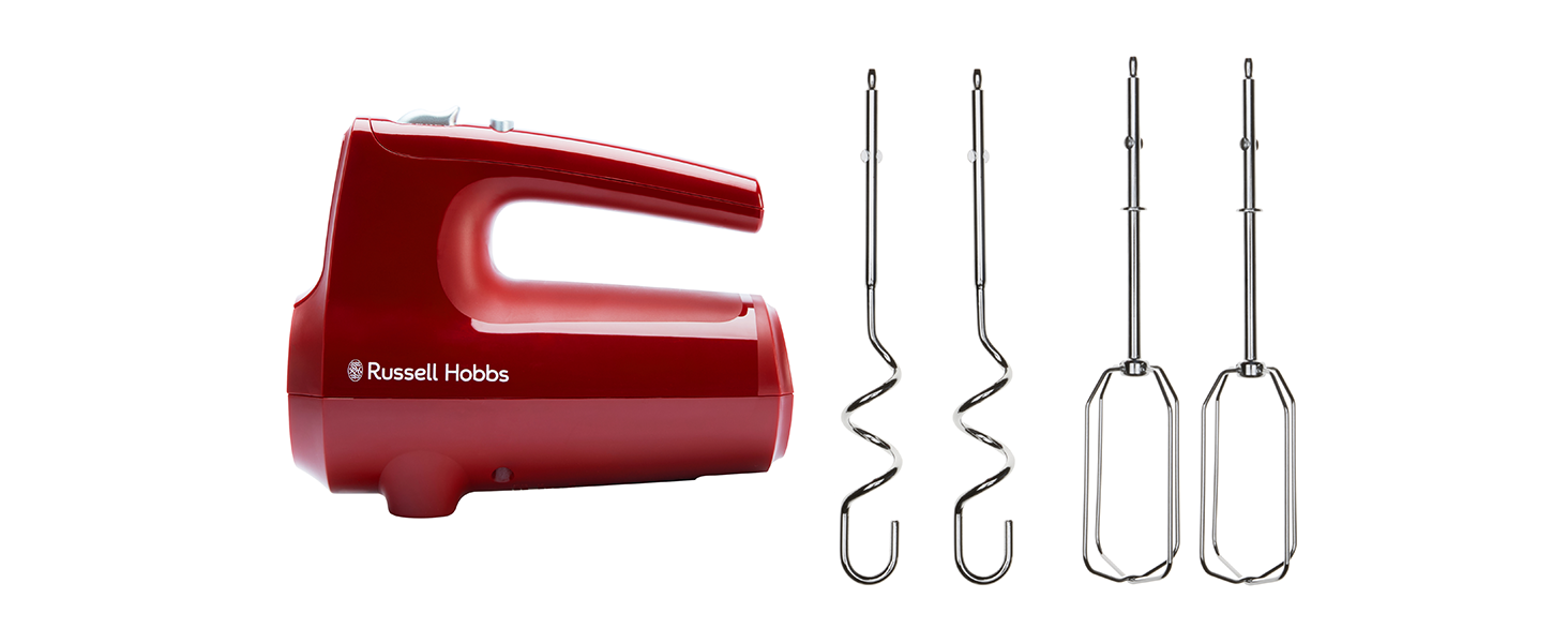 Міксер Russell Hobbs Desire Red 350W з 5 швидкостями та пульсатором, 2 насадки, червоний