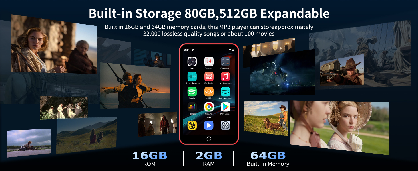 MP3 плеєр 80GB з Bluetooth та WiFi, 4.0