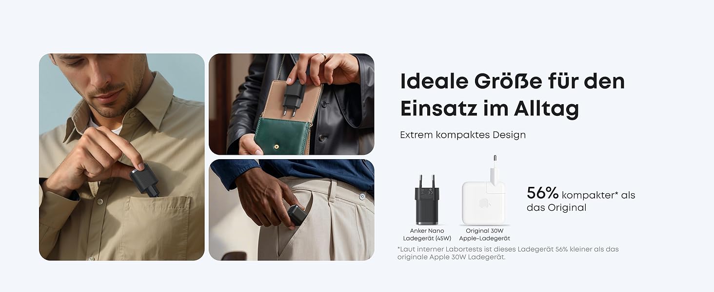 Anker Nano 45W USB-C Зарядний пристрій: Компактний мережевий адаптер для швидкої зарядки iPhone 17/Pro/Max, MacBook, Pixel, iPad, Samsung Galaxy (з кабелем 1.8м, чорний)