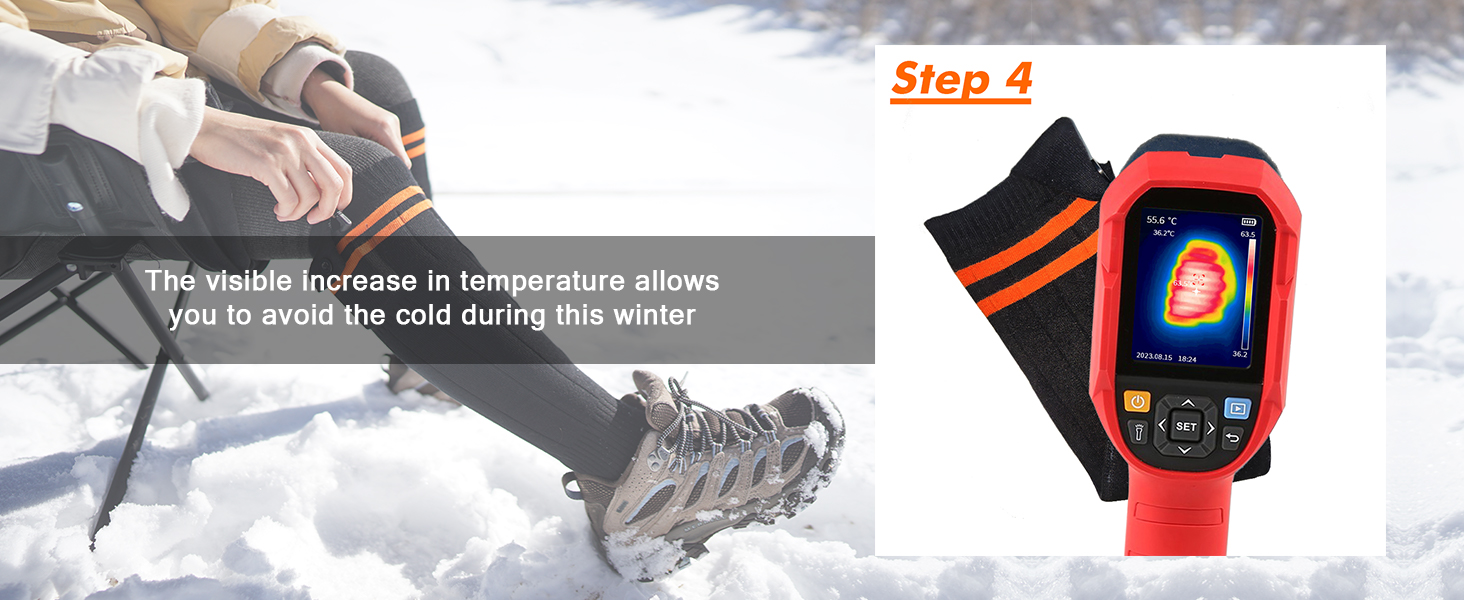 Обогревні шкарпетки з підігрівом, 5000mAh, акумулятор, до 65°C, чорний колір, розмір 36-42