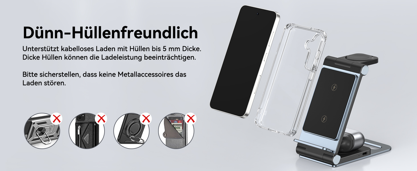 База для бездротової зарядки 3-в-1 для Samsung Galaxy S25 Ultra, S24, S23, S22, S21, S20, Z Flip, Z Fold, Galaxy Watch 8/Ultra/7, Galaxy Buds, 20W, чорний