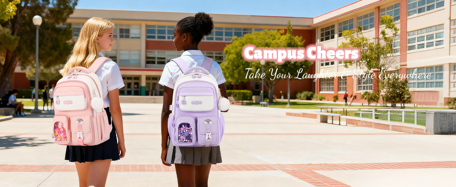 Шкільний рюкзак для дівчаток-підлітків, рожевий, з помпоном, тролей-петлею та світловідбивачами. Великий рюкзак для школи та подорожей, 3-7 клас, водонепроникний