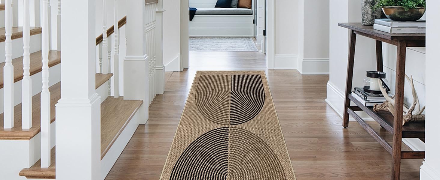 Килимок для підлоги 80x200 см з джуту - чорно-коричневий, неслизький, для кухні, коридору, спальні, балкону