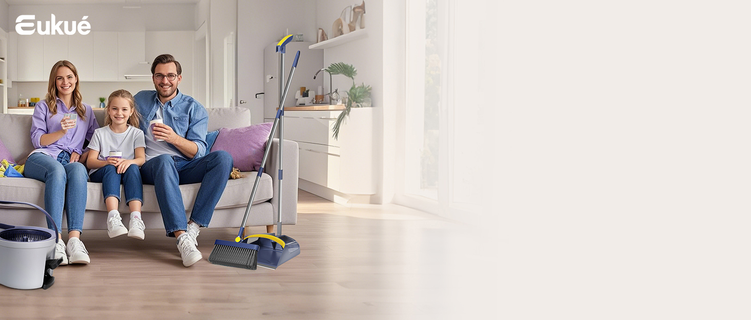 Набір для миття підлоги з відром, мікрофібра, набір мікрофібрових моп-головок, 2 в 1 відро для миття з мопом та педаллю, моп з функцією віджиму для всіх типів підлог. Колір: сірий + темно-синій