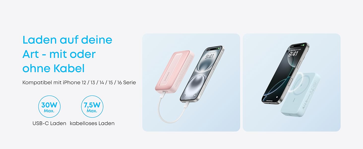 Anker Zolo Powerbank магнітна, 10000mAh, 30W, бездротова зарядка, для iPhone 17/16/15, AirPods, чорна