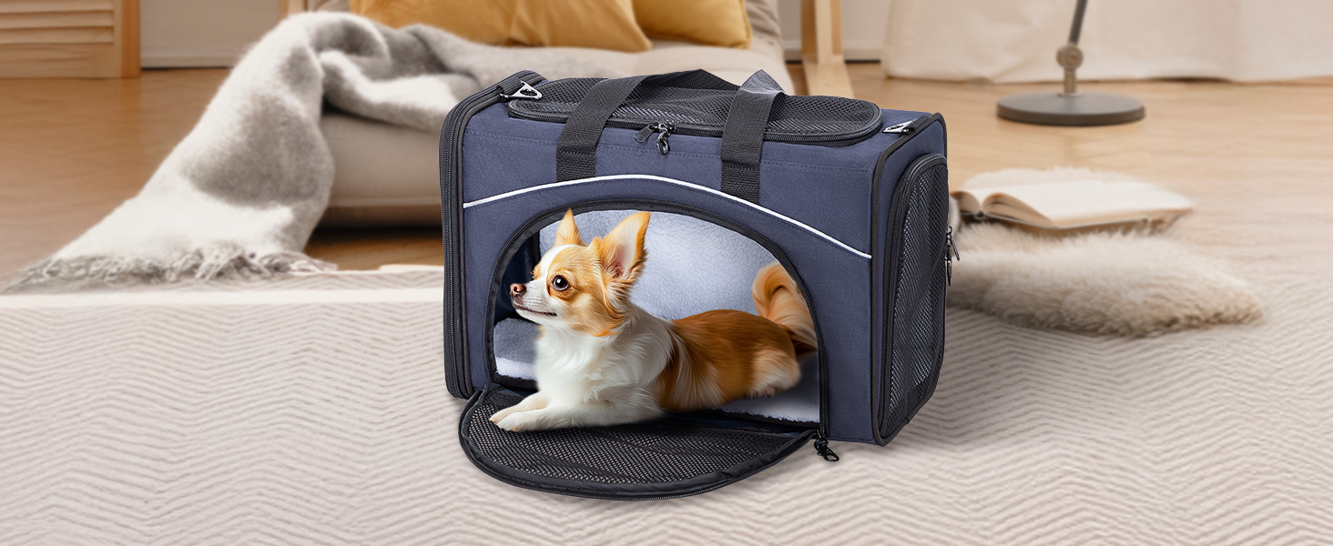 Транспортна сумка Petsfit для котів та собак | Авіапереліт, авто та поїзд | S/Blau