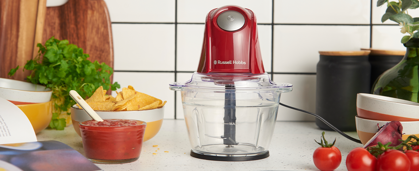 Кухонна машина Russell Hobbs 27131-56: електрична, для овочів, фруктів, м'яса, цибулі, 1л, нержавіюча сталь, 350W