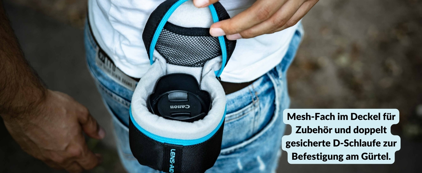 Чохол для об'єктива LENS-AID: захисна сумка з блискавкою та ремінною пряжкою