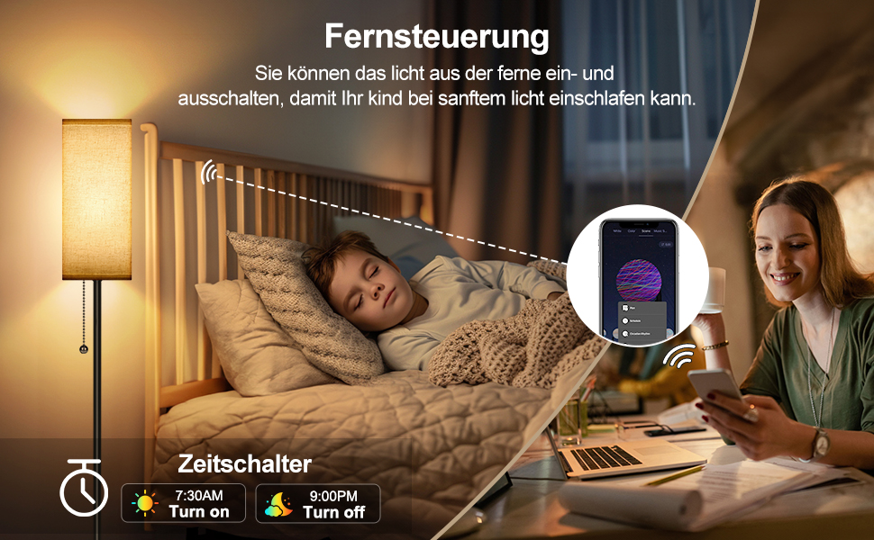 Світлодіодна торшерна лампа RGBWC Wi-Fi 9W E27 Smart для вітальні з димуванням, керуванням через додаток, Alexa & Google Assistant, DIY-режими та таймер