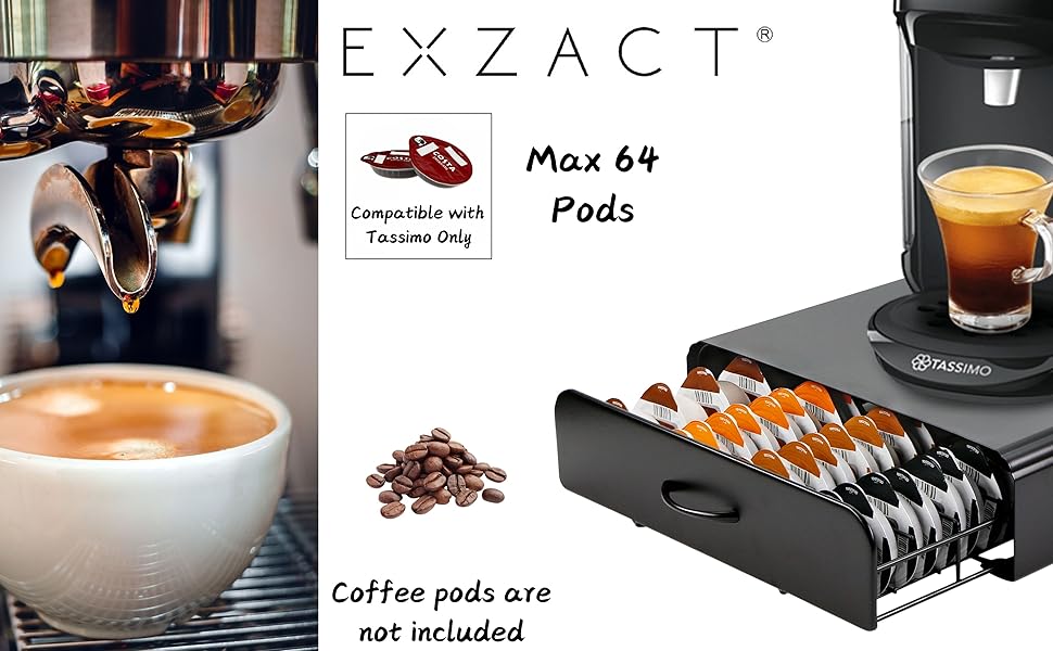 EXZACT Підставка для капсул Tassimo - органайзер для 64 капсул кави, зручний тримач | Підходить для Tassimo