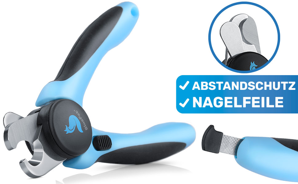 Ножиці для обрізання кігтів BluePet Profi Krallenschere для собак та котів - професійні, міцні, з напилком у ручці, для дрібних тварин, блакитні
