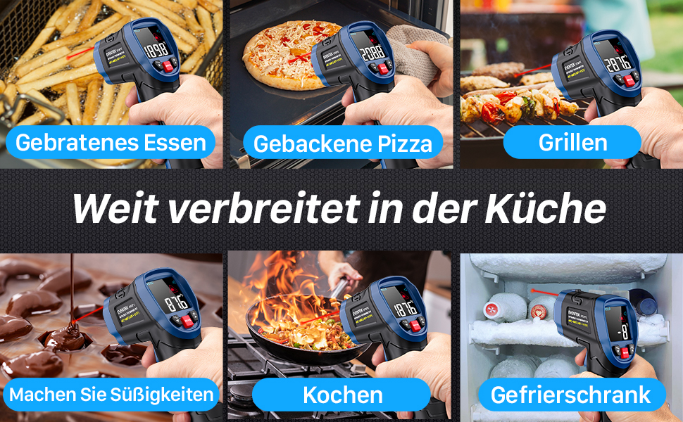 Інфрачервоний термометр Eventek -50°C до 600°C з лазером, регульований коефіцієнт випромінювання, цифровий, для гриля, піци, кухні, промисловості