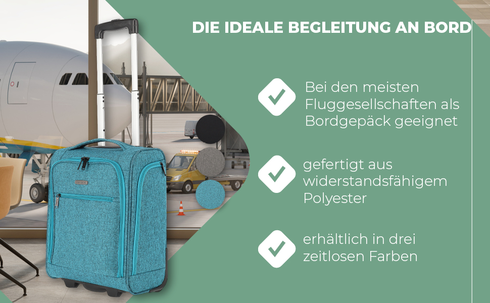 Чемодан ручної поклажі Travelite, 43 см, 28 л, Petrol (з сумкою для ліквідів)