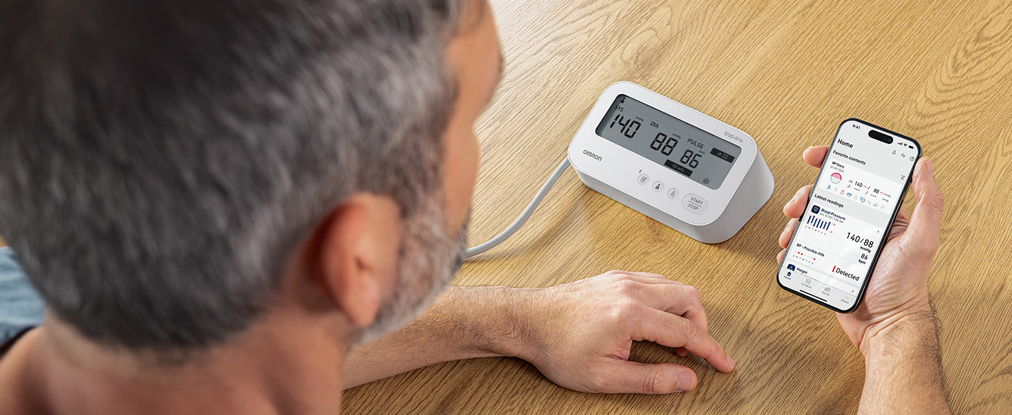 Тонометр OMRON X4 Connect AFib з Bluetooth та мобільним додатком, виявлення фібриляції передсердь (AFib) | клінічно перевірений | для діабетиків та вагітних | манжета 22-42 см