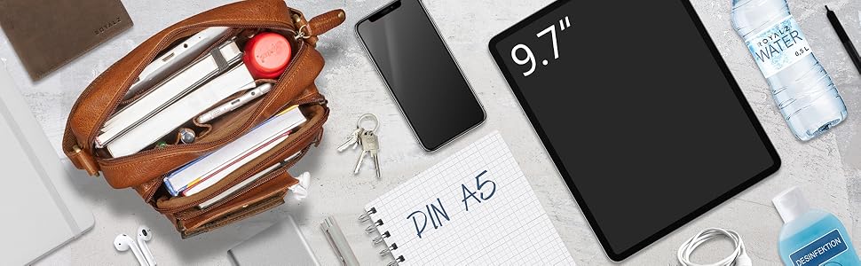 Чоловіча шкіряна сумка через плече STILORD Ryan, вінтажна крос-боді для iPad 9,7'', месенджер, коричнева, натуральна шкіра