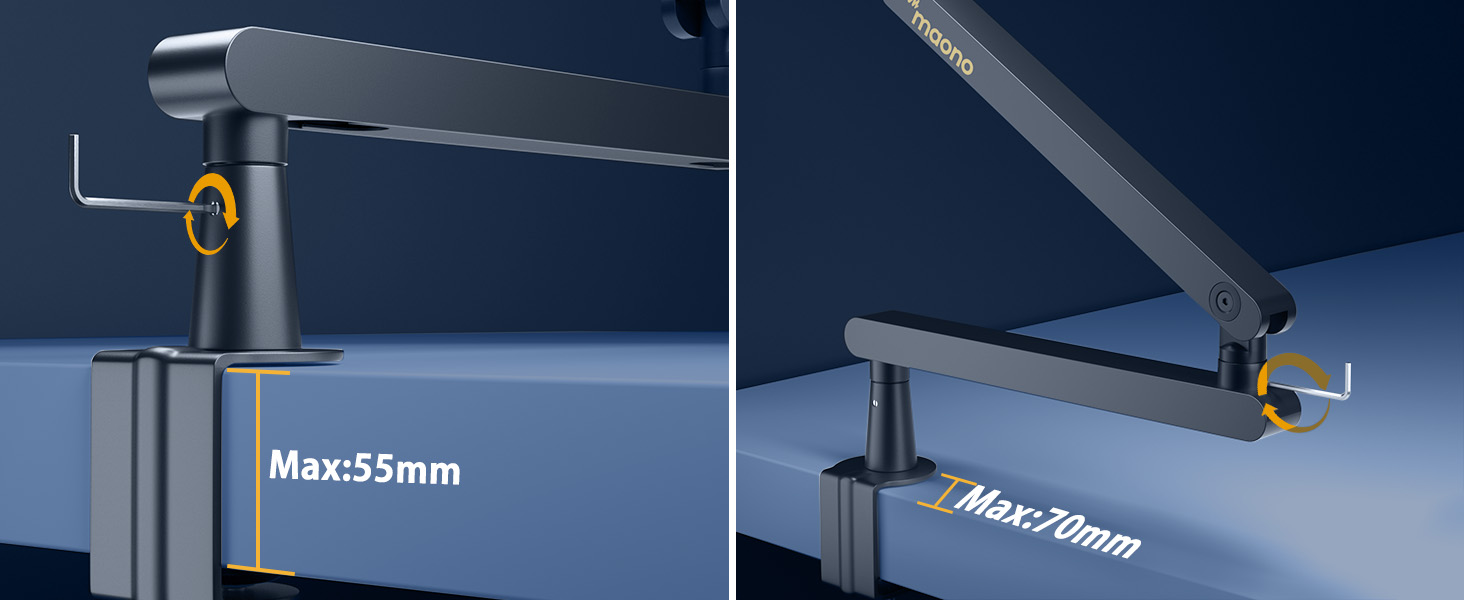 MAONO Тримач для мікрофона BA92 (Чорний) – низькопрофільний з кабелепроводом для чистого робочого місця