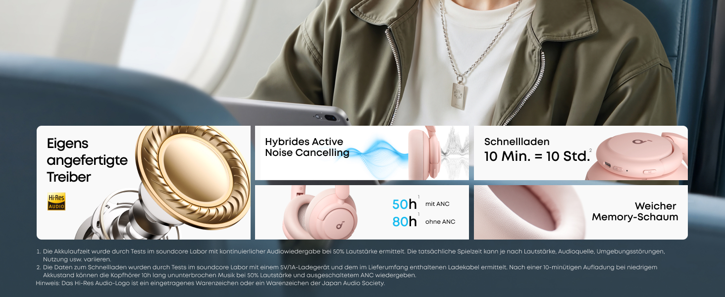 Soundcore Q30 навушники Bluetooth з активним шумозаглушенням, Hi-Res звук, 40 годин роботи, рожеві