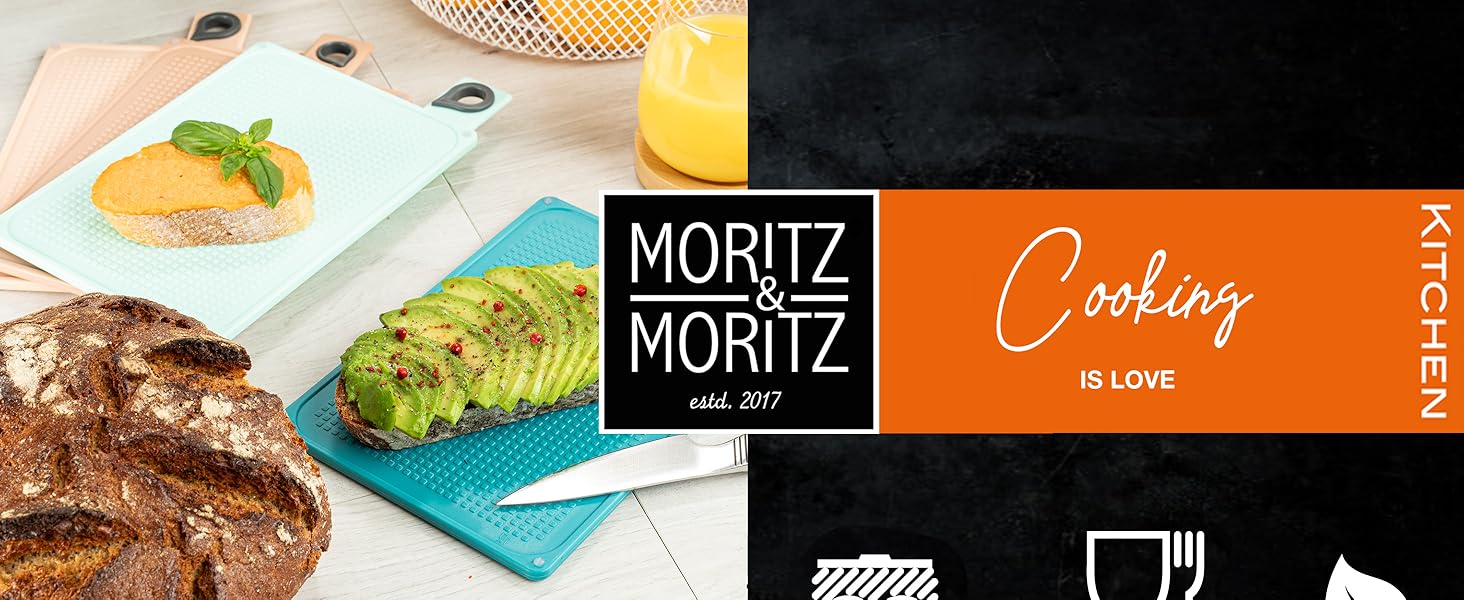 Набір кухонних дощок Moritz & Moritz, 3 шт., пластик, 32x22 см, з підставкою, для нарізання, гігієнічні, можна мити в посудомийці
