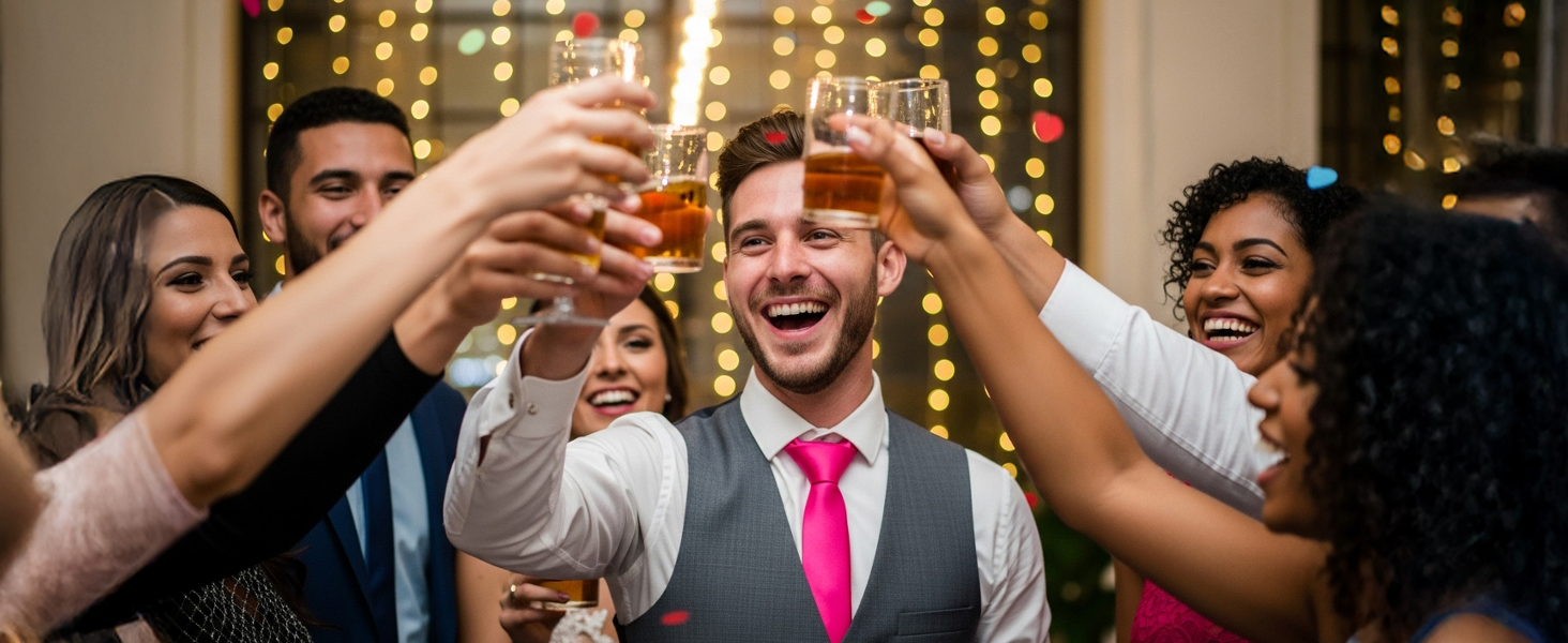 HISDERN Комплект краватки та нагрудного хустинки однотонний для весілля та свят, різні кольори, бургундський, універсальний розмір