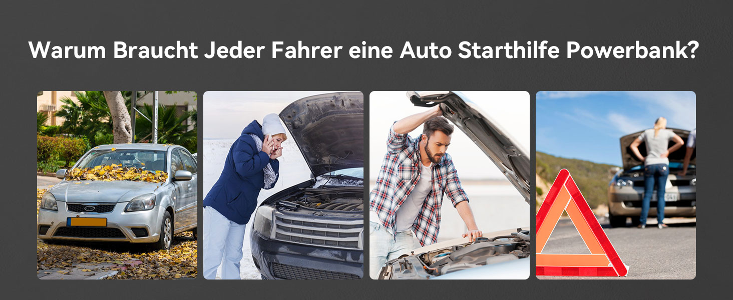 Powerbank Starthilfe AsperX 3000A: Зарядний пристрій для автомобіля 12V з кабелями, LED ліхтариком, IP64, для авто, вантажівок, мотоциклів