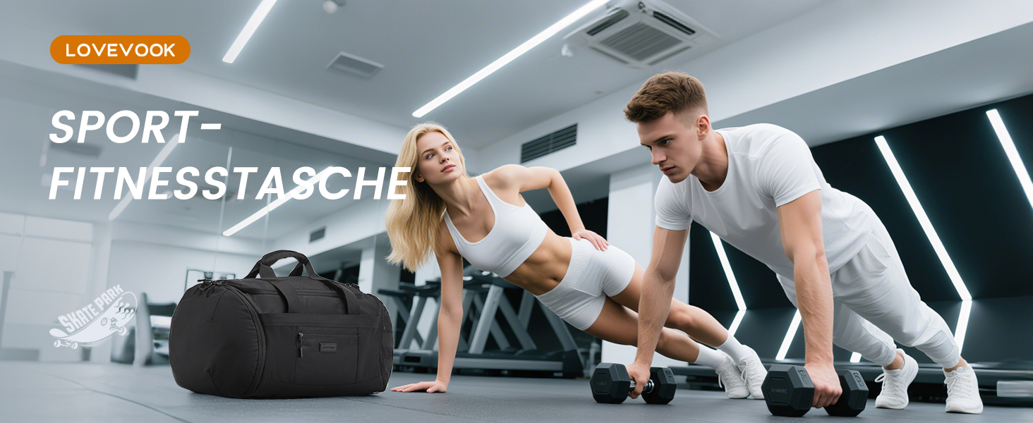 Спортивна сумка LOVEVOOK: велика, водонепроникна, з відділенням для взуття, 45L, 51x28x32 см